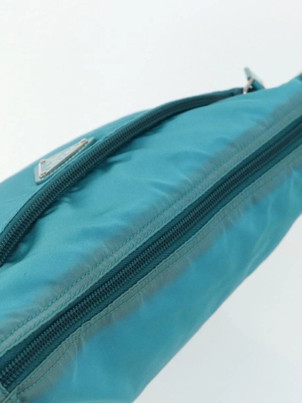 PRADA Shoulder Bag Nylon Turquoise Blue Silver Auth 177218A - Picture 7 of 16